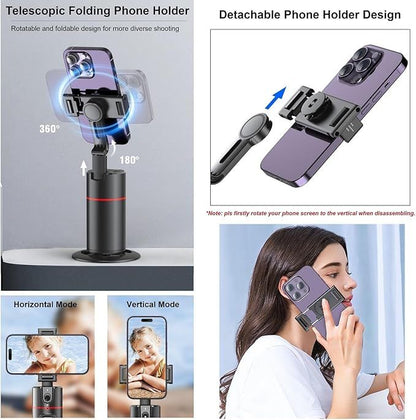 Auto Face Tracking Tripod – 360° AI Smart Phone Holder with Remote Control