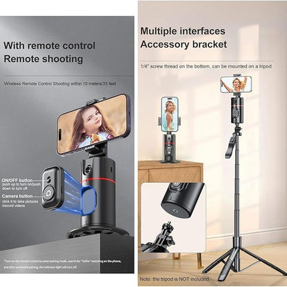 Auto Face Tracking Tripod – 360° AI Smart Phone Holder with Remote Control