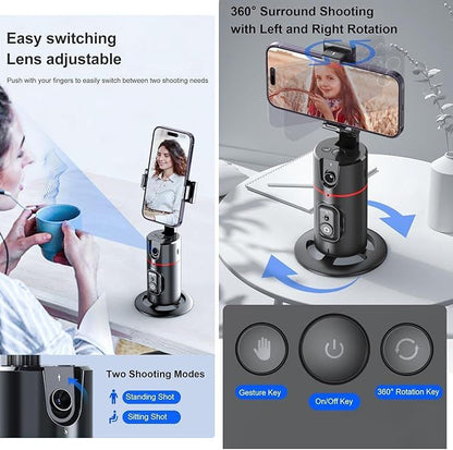 Auto Face Tracking Tripod – 360° AI Smart Phone Holder with Remote Control