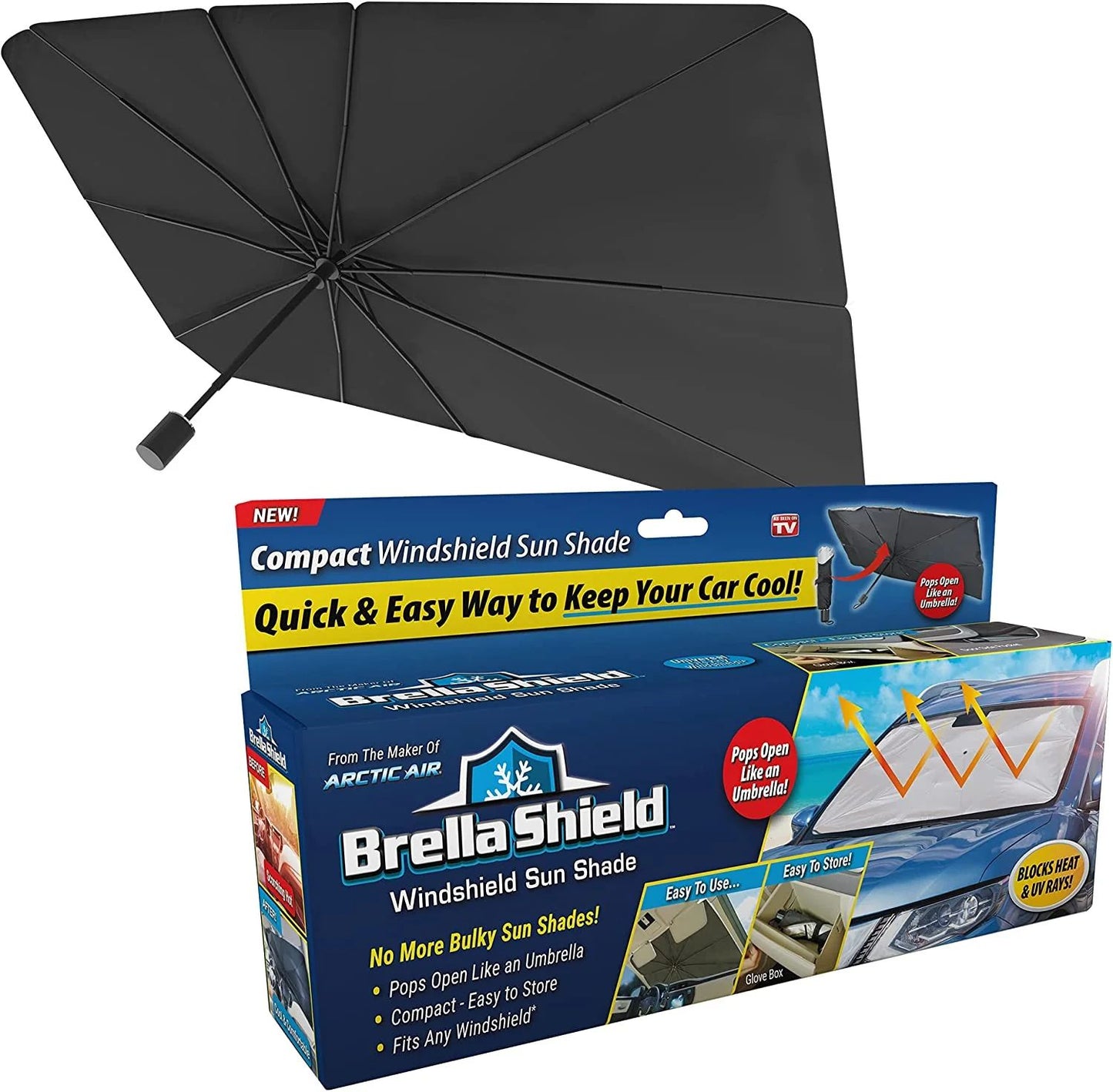 Car Windshield Sun Shade – Foldable Umbrella Style UV Protection Cover