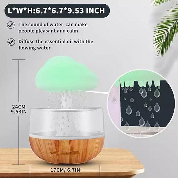 Cloud Rain Humidifier and Aroma Diffuser with LED light UAE — fix AC dryness