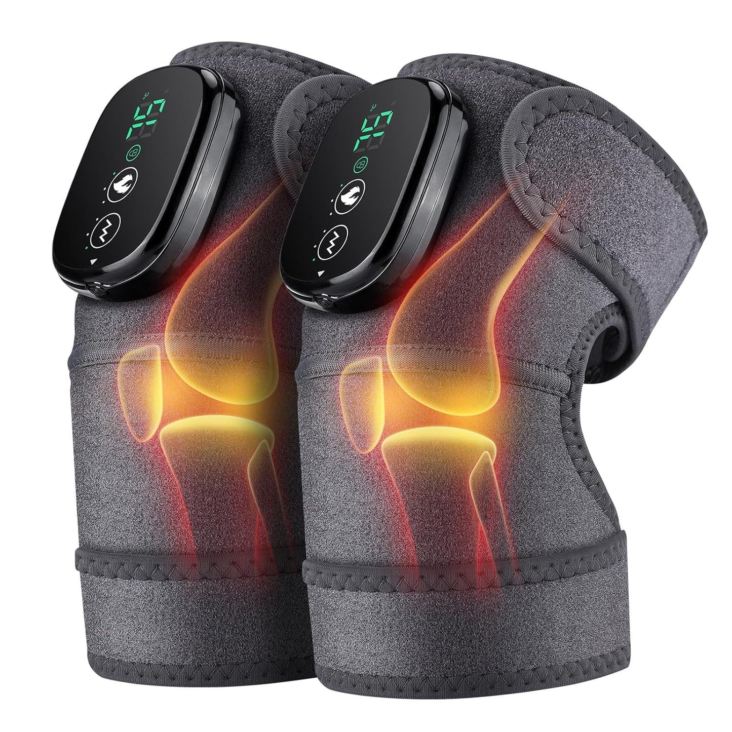 Electric Knee Massager – Cordless Heated Therapy Wrap for Knee, Shoulder & Elbow