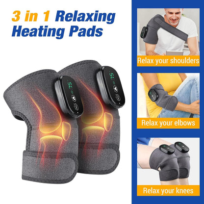 Electric Knee Massager – Cordless Heated Therapy Wrap for Knee, Shoulder & Elbow