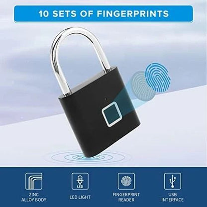 Fingerprint Padlock – Smart USB Rechargeable Biometric Lock
