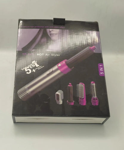 5-in-1 Hot Air Brush Styler – Hair Dryer, Curler & Straightener