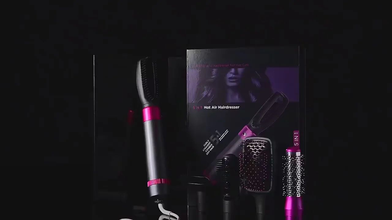 5-in-1 Hot Air Brush Styler – Hair Dryer, Curler & Straightener