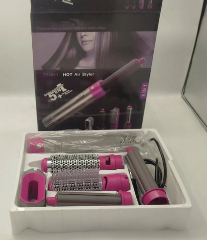 5-in-1 Hot Air Brush Styler – Hair Dryer, Curler & Straightener